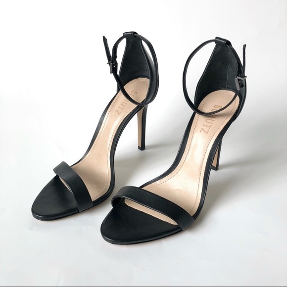 SCHUTZ Shoes - Schutz Cadey-Lee Black Leather Stiletto Heel Sandals Size 9.5